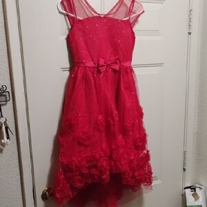 Elegant Red Kids Dress with Floral Accents
